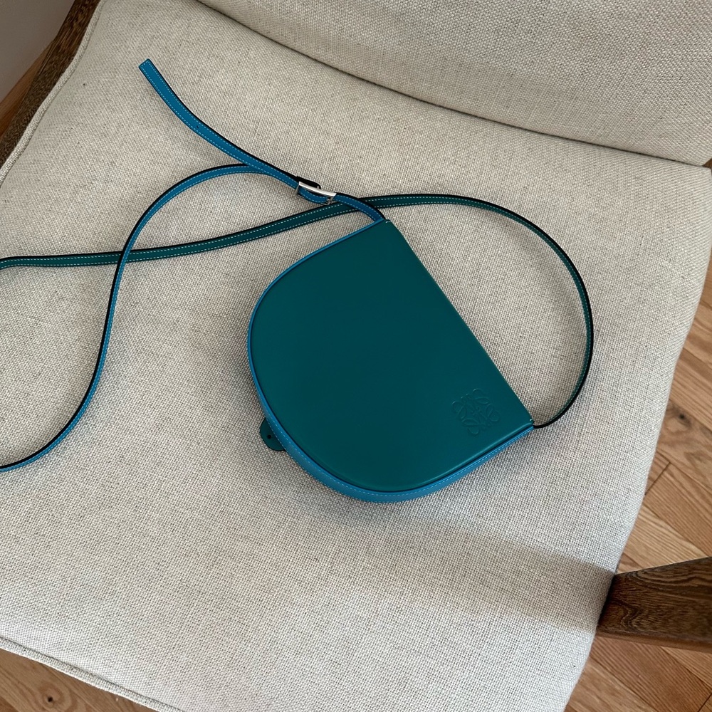 Blue Loewe Heel Leather Saddle Bag